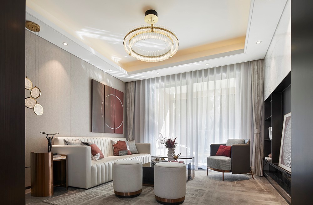 时尚轻奢风格室内家装案例效果图-客厅 时尚轻奢风格室内家装案例效果图-客厅